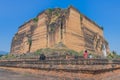 MINGUN-Myanmar, January 20, 2019 : Unidentified tourists come to visit and take photographys at the Ruined Mingun pagoda Royalty Free Stock Photo