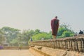 MINGUN-Myanmar, January 20, 2019 : Unidentified tourists come to visit and take photographys at the Ruined Mingun pagoda Royalty Free Stock Photo