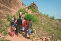 MINGUN-Myanmar, January 20, 2019 : Unidentified tourists come to visit and take photographys at the Ruined Mingun pagoda Royalty Free Stock Photo