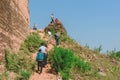 MINGUN-Myanmar, January 20, 2019 : Unidentified tourists come to visit and take photographys at the Ruined Mingun pagoda Royalty Free Stock Photo