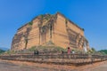 MINGUN-Myanmar, January 20, 2019 : Unidentified tourists come to visit and take photographys at the Ruined Mingun pagoda Royalty Free Stock Photo