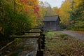 Mingus Mill in Great Smoky Mountains National Park with Fall Color Royalty Free Stock Photo