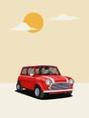 Vintage Mini Cooper Car Illustration â Retro Style Poster Design Royalty Free Stock Photo