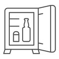 Mini bar thin line icon. Hotel fridge vector illustration isolated on white. Refrigerator outline style design, designed Royalty Free Stock Photo