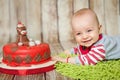 Cute 6 months baby boy in a monkey costume