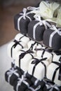 Mini Black and White Wedding Cakes and Ribbons Royalty Free Stock Photo