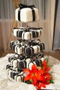 Mini Black and White Wedding Cakes and Ribbons Royalty Free Stock Photo