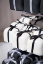 Mini Black and White Wedding Cakes and Ribbons Royalty Free Stock Photo