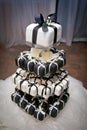 Mini Black and White Wedding Cakes and Ribbons Royalty Free Stock Photo