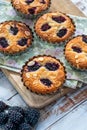 Mini blackberry bakewell tarts Royalty Free Stock Photo