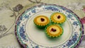Mini blueberry cheese tart on a plate