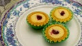 Mini blueberry cheese tart on a plate