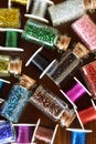 Mini bottles with beads and wire crafts Royalty Free Stock Photo