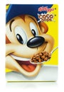 A mini box of Kellogg`s Coco Pops breakfast cereal