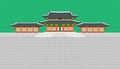 Mini building and long wall and large courtyard at changedoekgung palace in seoul south korea illustration eps10