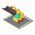 Mini bulldozer icon, isometric style