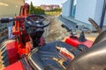 Mini bulldozer parked at the ouse for ground work Royalty Free Stock Photo