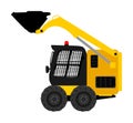 Mini bulldozer, skid loader vector isolated on white background. Digger illustration. Excavator dozer for land. Under construction Royalty Free Stock Photo