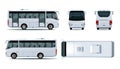 Mini bus mockup. Minibus different view, back side, top and front. 3D car mock up, public micro bus, door and windows Royalty Free Stock Photo