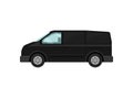 Mini-bus for passengers. Black van. Transport for airport customers. Service car. Automobile theme. Flat vector design Royalty Free Stock Photo