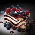 mini cake with berries. advert for desserts. generative AI