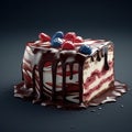 mini cake with berries and chocolate. advert for desserts. generative AI