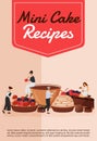 Mini cake recipes poster flat vector template