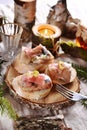 Mini canapes with herring with ginger and onion for Christmas