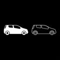 Mini car Compact shape for travel racing icon set white color illustration flat style simple image Royalty Free Stock Photo