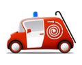 Mini cartoon red fire truck firefighter Royalty Free Stock Photo
