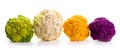 Mini cauliflower. Multi-colored. Purple, yellow, green