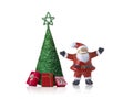 Mini ceramic santa claus doll and related object for decorate in festival. Royalty Free Stock Photo