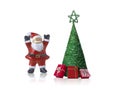 Mini ceramic santa claus doll and related object for decorate in festival. Royalty Free Stock Photo