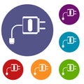 Mini charger icons set