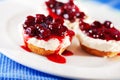 Mini cheese cakes with cranberries Royalty Free Stock Photo