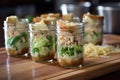 mini chicken caesar salads served in shot glasses for easy, portable lunches