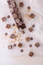 Mini chocolate brownie bites with nuts