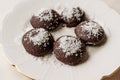 Mini Chocolate Brownie Wet Cookies with Coconut Powder / Turkish Islak Kurabiye.