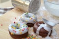 Mini chocolate cake donuts Royalty Free Stock Photo