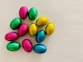 Mini Chocolate easter eggs for children on white background Royalty Free Stock Photo