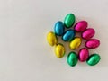 Mini Chocolate easter eggs for children on white background Royalty Free Stock Photo