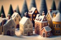 Mini Christmas village with cute little houses. Generative AI