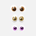 Mini collection of cartoon eyes isolated on a white background Royalty Free Stock Photo