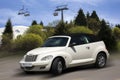 Mini convertible white car.