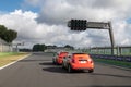 Mini Cooper safety car on starting line under light in asphalt track Royalty Free Stock Photo