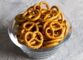 Mini crispy pretzels, food concept photo