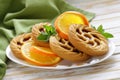 Mini dessert tarts with orange Royalty Free Stock Photo