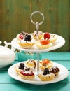 Mini dessert tarts sweet pastries Royalty Free Stock Photo