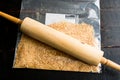 Making Graham Cracker Crumbs with a Rolling Pin Royalty Free Stock Photo