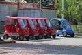 Hire of walking mini electric cars in the recreation park